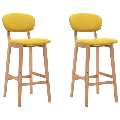 vidaXL 2X Taburetes de Cocina Casa Pub Barra Bistró Restaurante Asiento con Reposapiés Respaldo Silla Alta de Bar Mostrador Tela Amarillo Mostaza vidaXL 2X Taburetes de Cocina Casa Pub Barra Bistró Restaurante Asiento con Reposapiés Respaldo Silla Alta de Bar Mostrador Tela Amarillo Mostaza