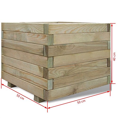 vidaXL Arriate Cuadrado Macetero Maceta Grande de Flores Madera de Pino Impregnada 50x50x40 cm vidaXL Arriate Cuadrado Macetero Maceta Grande de Flores Madera de Pino Impregnada 50x50x40 cm