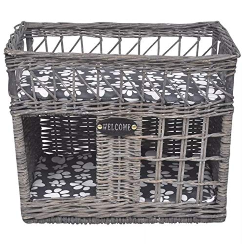 vidaXL Casita/Cama/Rascador Mimbre para Gatos con Cojines de Forma Cuadrada Color Gris vidaXL Casita/Cama/Rascador Mimbre para Gatos con Cojines de Forma Cuadrada Color Gris