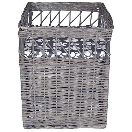 vidaXL Casita/Cama/Rascador Mimbre para Gatos con Cojines de Forma Cuadrada Color Gris vidaXL Casita/Cama/Rascador Mimbre para Gatos con Cojines de Forma Cuadrada Color Gris
