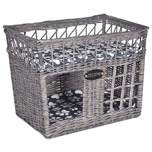 vidaXL Casita/Cama/Rascador Mimbre para Gatos con Cojines de Forma Cuadrada Color Gris vidaXL Casita/Cama/Rascador Mimbre para Gatos con Cojines de Forma Cuadrada Color Gris
