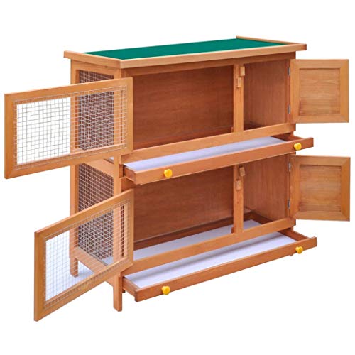 vidaXL Conejera de Exterior Casa para Animal PequeƱo Jaula de Mascota de Madera - 4 Puertas vidaXL Conejera de Exterior Casa para Animal PequeƱo Jaula de Mascota de Madera - 4 Puertas
