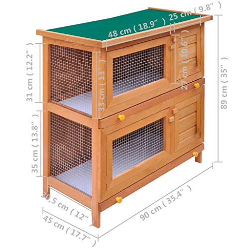 vidaXL Conejera de Exterior Casa para Animal PequeƱo Jaula de Mascota de Madera - 4 Puertas vidaXL Conejera de Exterior Casa para Animal PequeƱo Jaula de Mascota de Madera - 4 Puertas