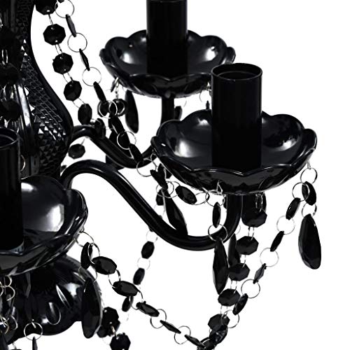 vidaXL Lámpara Colgante de Araña con Cristales Negros 5 Luces Luz de Techo vidaXL Lámpara Colgante de Araña con Cristales Negros 5 Luces Luz de Techo