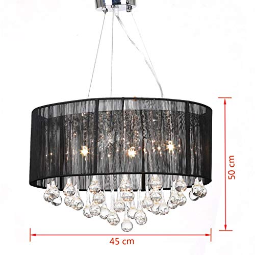 vidaXL Lámpara de Araña con 85 Cristales Pantalla Negra Luz Techo de Cristal vidaXL Lámpara de Araña con 85 Cristales Pantalla Negra Luz Techo de Cristal