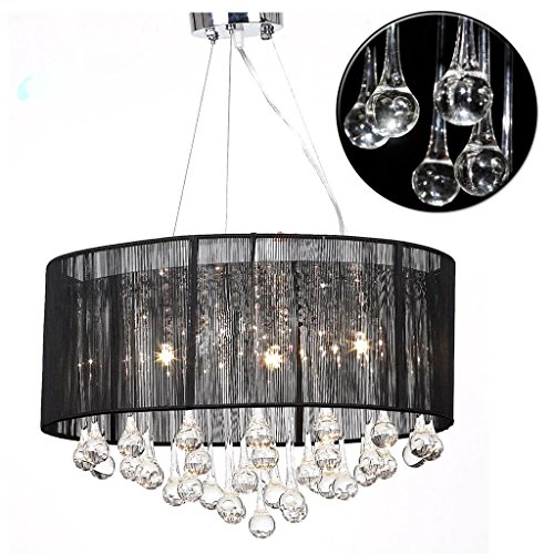 vidaXL Lámpara de Araña con 85 Cristales Pantalla Negra Luz Techo de Cristal vidaXL Lámpara de Araña con 85 Cristales Pantalla Negra Luz Techo de Cristal
