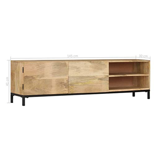 vidaXL Madera Acacia Maciza Mueble para TV Centro de Entretenimiento y Multimedia para el Orden de los Dispositivos de Imagen y Sonido 145x30x41 cm