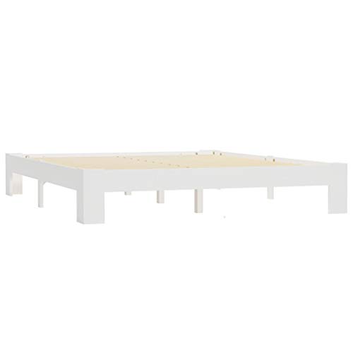 vidaXL Madera Maciza Pino Estructura Cama Somier Mobiliario Casa Clásica Práctica Cómoda Moderna Robusta y Duradera Sin Colchón Blanca 160x200cm