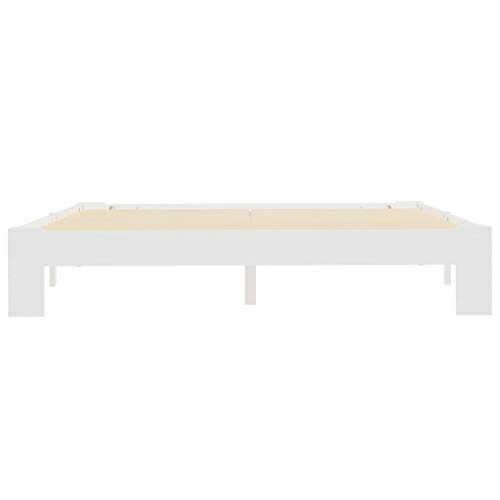 vidaXL Madera Maciza Pino Estructura Cama Somier Mobiliario Casa Clásica Práctica Cómoda Moderna Robusta y Duradera Sin Colchón Blanca 160x200cm