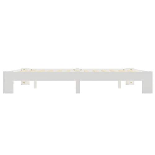 vidaXL Madera Maciza Pino Estructura Cama Somier Mobiliario Casa Clásica Práctica Cómoda Moderna Robusta y Duradera Sin Colchón Blanca 160x200cm