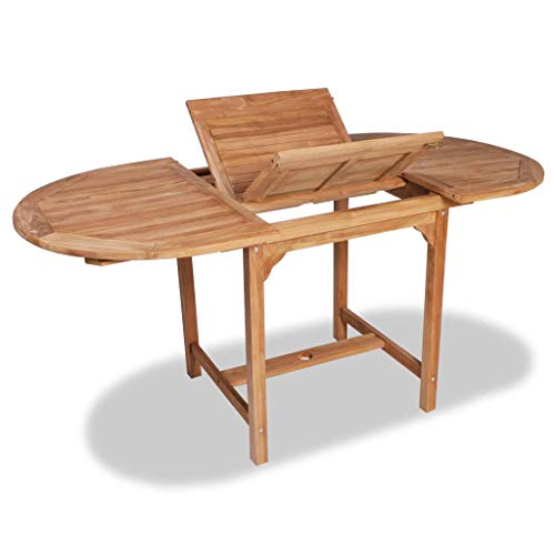 vidaXL Madera Teca Mesa Extensible Jardín (110-160) x80x75 cm Ovalada Exterior vidaXL Madera Teca Mesa Extensible Jardín (110-160) x80x75 cm Ovalada Exterior