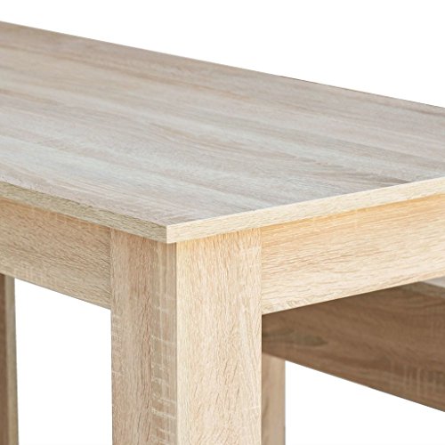 vidaXL Mesa Comedor y Bancos 3 Piezas Madera Color Roble Sala Estar Consola