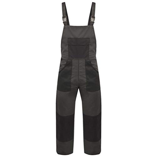 vidaXL Mono de Trabajo de Hombre con Tirantes y Bolsillos de Talla M Color Gris vidaXL Mono de Trabajo de Hombre con Tirantes y Bolsillos de Talla M Color Gris