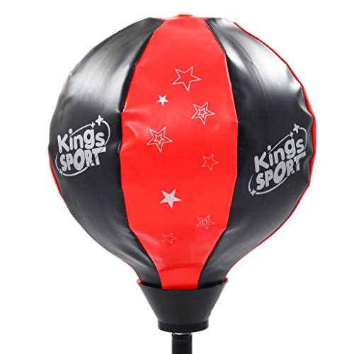 vidaXL Punching Ball Pie Altura Ajustable Niños Guantes Incluidos Saco Boxeo Suelo Infantil Bola Velocidad Pera Punch Ball Alto Regulable Negro Rojo