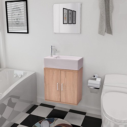 vidaXL Set Completo de Mobiliario de BaƱo con Lavabo Pack de 3 Unidades de Color Beige vidaXL Set Completo de Mobiliario de BaƱo con Lavabo Pack de 3 Unidades de Color Beige
