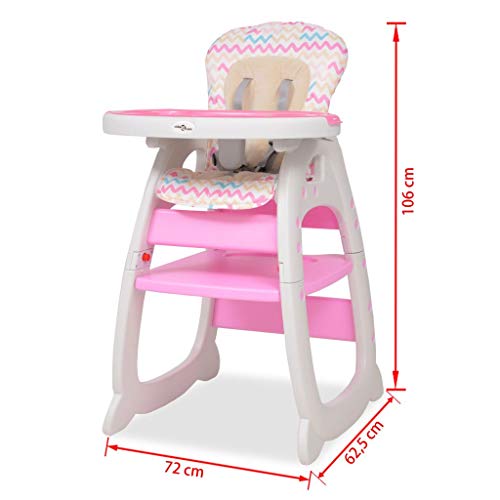 vidaXL Trona Convertible Mesa Rosa Silla Alta Asiento Banco Bebé Niño Infantil vidaXL Trona Convertible Mesa Rosa Silla Alta Asiento Banco Bebé Niño Infantil