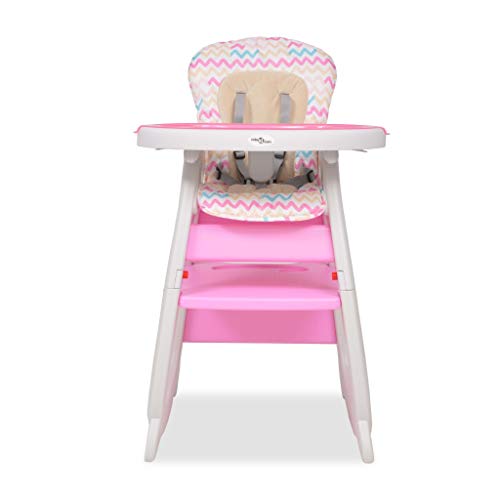 vidaXL Trona Convertible Mesa Rosa Silla Alta Asiento Banco Bebé Niño Infantil