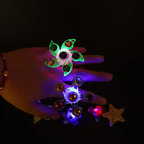 Vientiane Juguetes Luminosos para Niños, 10 Piezas Anillos Luminosos para Niños y Pulseras, con Top de Neón Led y Juguetes para Aliviar el Estrés y la Ansiedad para Girar a Mano