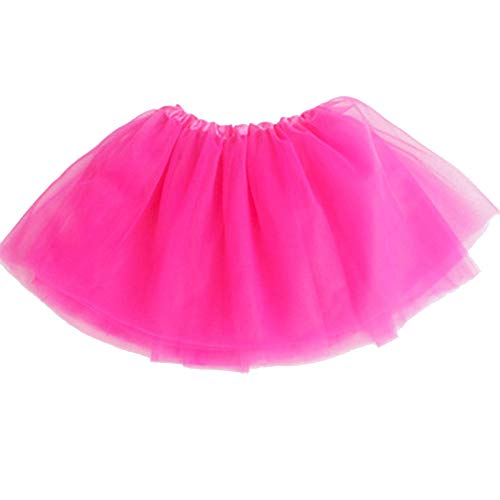 Vientiane Tutu Falda de Mujer Falda de Tul 80's,Vestido de Lujo Enagua para Chica de Mujer para Fiesta de Disfraces Fiesta de Gallina (Rosa Roja)