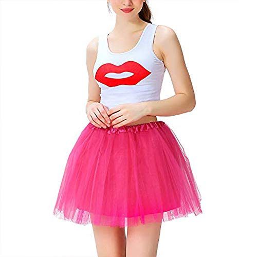 Vientiane Tutu Falda de Mujer Falda de Tul 80's,Vestido de Lujo Enagua para Chica de Mujer para Fiesta de Disfraces Fiesta de Gallina (Rosa Roja) Vientiane Tutu Falda de Mujer Falda de Tul 80's,Vestido de Lujo Enagua para Chica de Mujer para Fiesta de Disfraces Fiesta de Gallina (Rosa Roja)