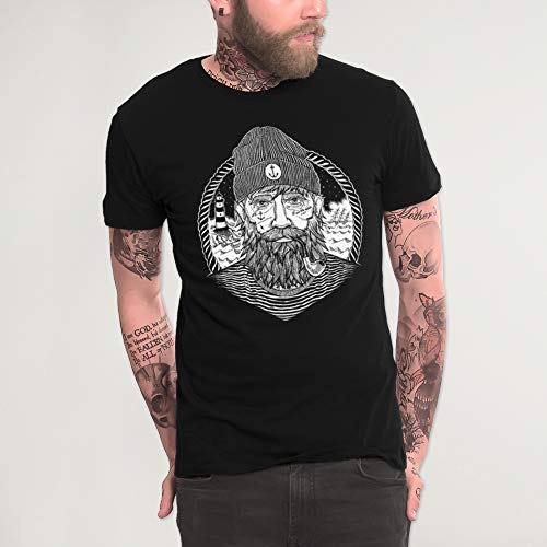 VIENTO Real Captain Camiseta para Hombre (M, Negro) VIENTO Real Captain Camiseta para Hombre (M, Negro)