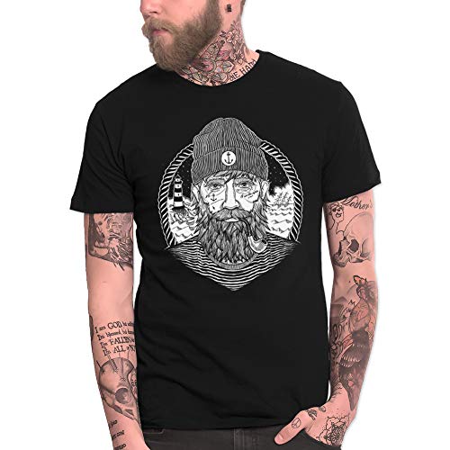 VIENTO Real Captain Camiseta para Hombre (M, Negro) VIENTO Real Captain Camiseta para Hombre (M, Negro)