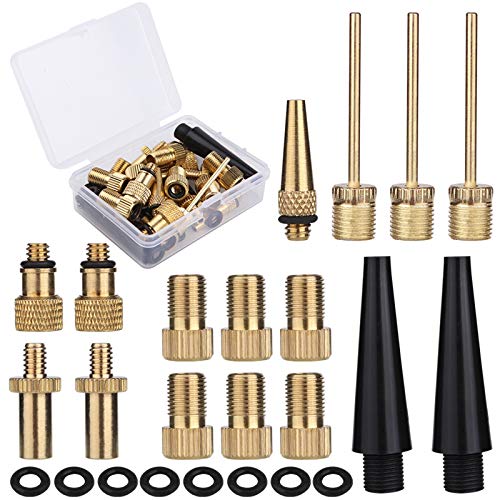 Viesap Adaptador Bomba de Bicicleta, 40PCS Bomba de Aire Bicicleta Adaptador Bicicleta Válvula Adaptador, Cobre Puro Sin Fugas, Bomba Adaptador Accesorios Adecuado SV DV AV Adaptadores Bomba Bicicleta