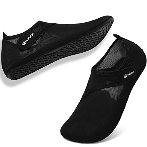 VIFUUR Zapatos de Agua Aqua Yoga para Mujer Hombre Negro EU42/43