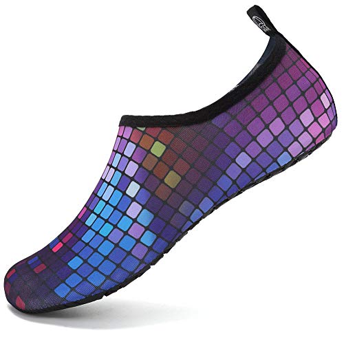 VIFUUR Zapatos de Agua Hombres Mujeres niños Aqua Yoga Descalzos de Secado rápido Slip-en los Calcetines Plaza Colorido EU36/37