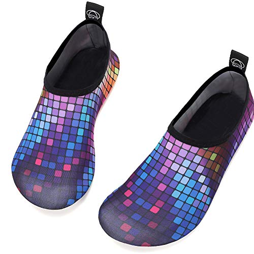 VIFUUR Zapatos de Agua Hombres Mujeres niños Aqua Yoga Descalzos de Secado rápido Slip-en los Calcetines Plaza Colorido EU36/37