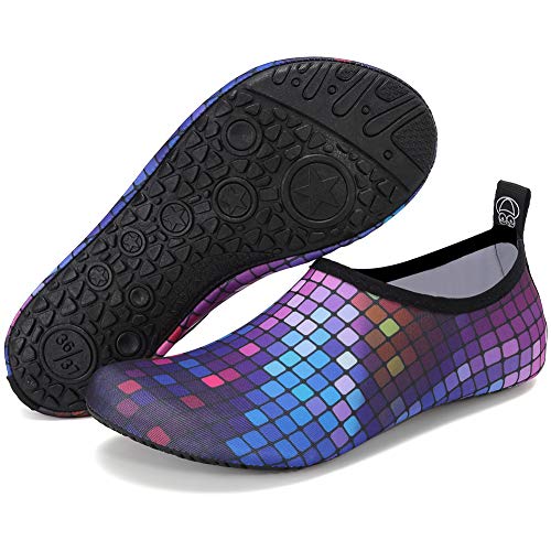 VIFUUR Zapatos de Agua Hombres Mujeres niños Aqua Yoga Descalzos de Secado rápido Slip-en los Calcetines Plaza Colorido EU36/37