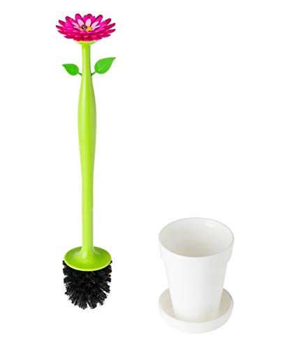 Vigar Flower Power Set Escobillero WC, Blanco, 12 x 12 x 48.5 cm