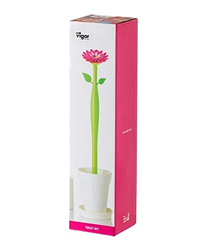 Vigar Flower Power Set Escobillero WC, Blanco, 12 x 12 x 48.5 cm Vigar Flower Power Set Escobillero WC, Blanco, 12 x 12 x 48.5 cm