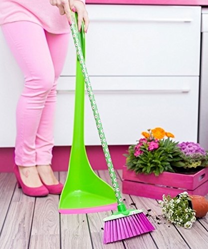 VIGAR - Set Barrer Flower Power | Juego de Escoba y Recogedor de diseño - Rosa y verde (pintura sin plomo) VIGAR - Set Barrer Flower Power | Juego de Escoba y Recogedor de diseño - Rosa y verde (pintura sin plomo)