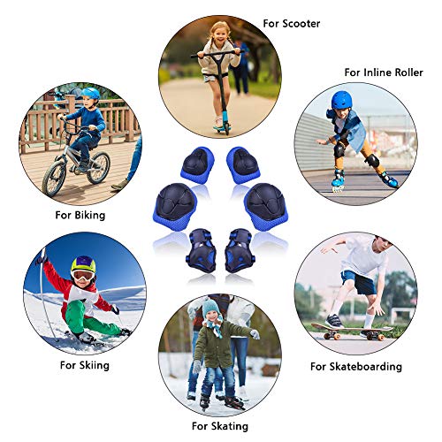 Vikaster Protección Patinaje, 6 en 1 Juego de Protecciones Infantil, Protecciones Patines Niña Niño Rodilleras Puede Cooperar Cascos Ajustable Coderas para Patinar Ciclismo Monopatín Bicicleta Skate
