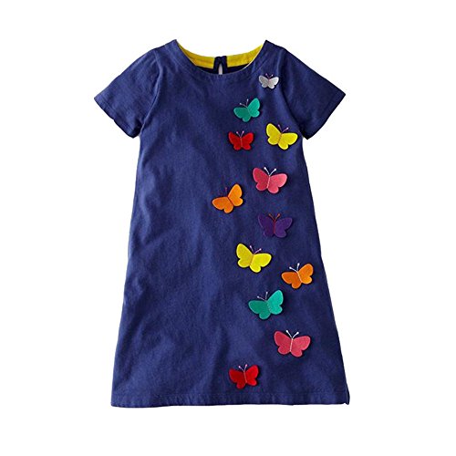 VIKITA Vestido Floral Manga Corta Algodón Niñas 2-8 años JM6808 7T