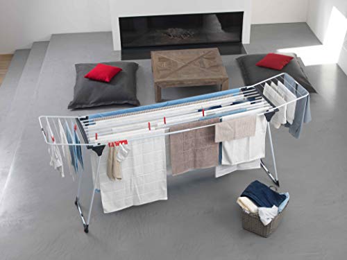 Vileda 157231 Infinity - Tendedero Extensible de acero, espacio total de tendido de 27 metros, soporte para artículos pequeños, dimensiones abierto 186 - 257 x 57 x 100 cm, color blanco Vileda 157231 Infinity - Tendedero Extensible de acero, espacio total de tendido de 27 metros, soporte para artículos pequeños, dimensiones abierto 186 - 257 x 57 x 100 cm, color blanco