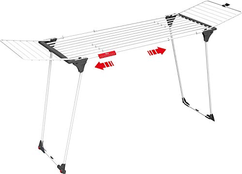 Vileda 157231 Infinity - Tendedero Extensible de acero, espacio total de tendido de 27 metros, soporte para artículos pequeños, dimensiones abierto 186 - 257 x 57 x 100 cm, color blanco Vileda 157231 Infinity - Tendedero Extensible de acero, espacio total de tendido de 27 metros, soporte para artículos pequeños, dimensiones abierto 186 - 257 x 57 x 100 cm, color blanco