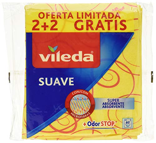 Vileda Suave Bayetas con 30% Microfibras - 4 Unidades (Oferta 2 + 2)