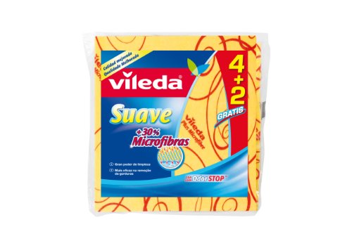 Vileda Suave - Bayetas suaves con 30% microfibras, 4+2 unidades gratis Vileda Suave - Bayetas suaves con 30% microfibras, 4+2 unidades gratis