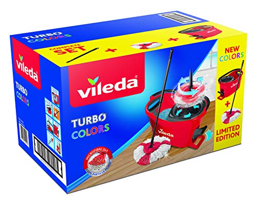 Vileda Turbo Colors Rojo-Juego de fregona, Polipropileno, 48.5 x 27.5 x 28 cm Vileda Turbo Colors Rojo-Juego de fregona, Polipropileno, 48.5 x 27.5 x 28 cm