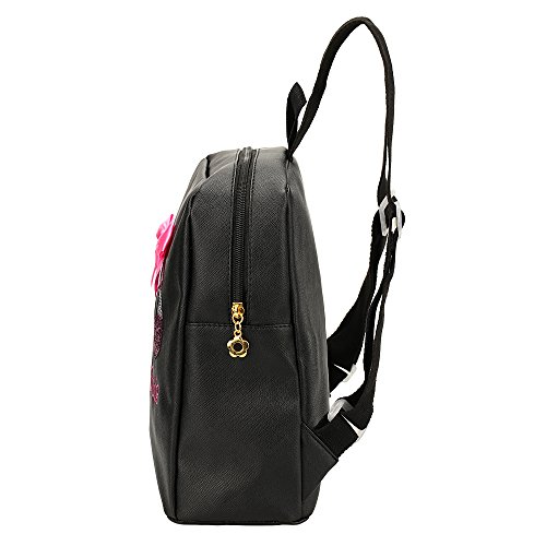 VILLAVIVI Bolsos de Ballet Deportes Bolsa de Danza para Niñas Mayores (Negro con Arco Rosado y Lentejuelas)