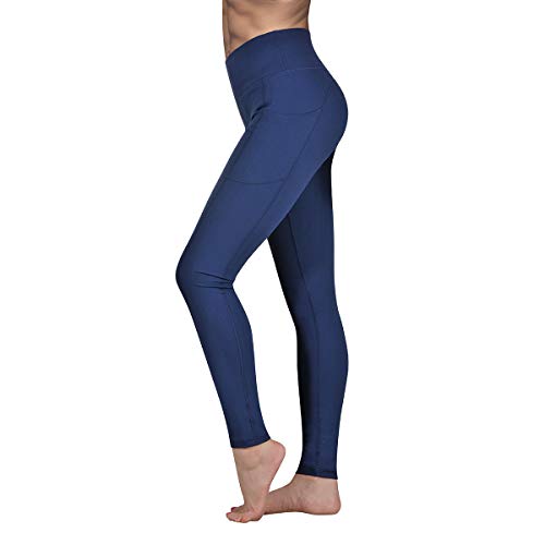 Vimbloom Pantalón Deportivo de Mujer Cintura Alta Leggings para Running Fitness Yoga Leggings VI263 (Azul profundo, L)
