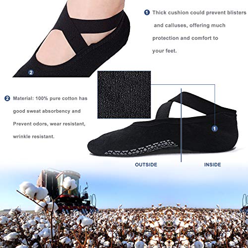 VIMOV 1 Pares Antideslizantes Calcetines para Mujer, Negros Antideslizantes Calcetines para Yoga, Fitness, Gimnasio, Pilates, Danza, Ballet, Barre VIMOV 1 Pares Antideslizantes Calcetines para Mujer, Negros Antideslizantes Calcetines para Yoga, Fitness, Gimnasio, Pilates, Danza, Ballet, Barre