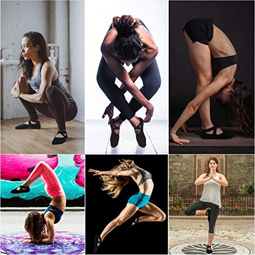 VIMOV 1 Pares Antideslizantes Calcetines para Mujer, Negros Antideslizantes Calcetines para Yoga, Fitness, Gimnasio, Pilates, Danza, Ballet, Barre
