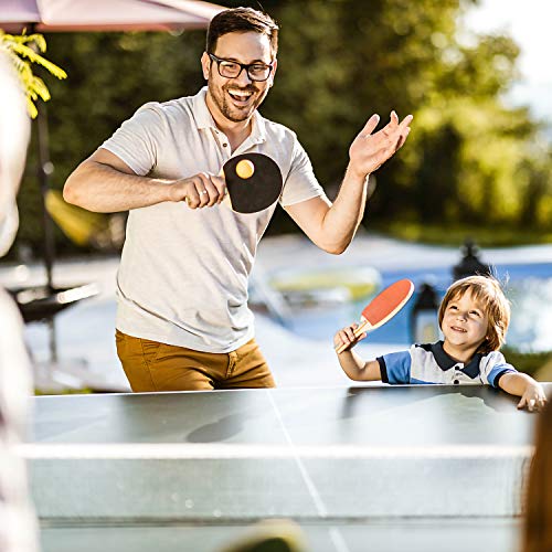 VINGO Juego de ping pong portátil con 4 raquetas de ping pong + 8 pelotas de ping pong + 1 bolsa + 1 red extensible para principiantes, familias y profesionales