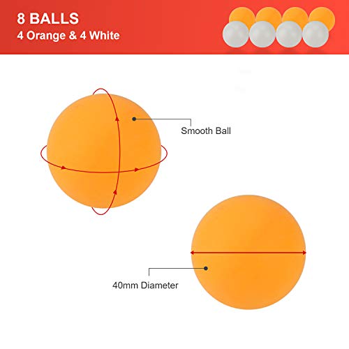 VINGO Juego de ping pong portátil con 4 raquetas de ping pong + 8 pelotas de ping pong + 1 bolsa + 1 red extensible para principiantes, familias y profesionales VINGO Juego de ping pong portátil con 4 raquetas de ping pong + 8 pelotas de ping pong + 1 bolsa + 1 red extensible para principiantes, familias y profesionales