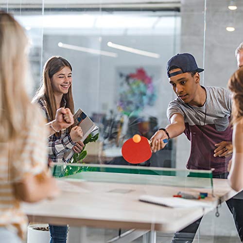 VINGO Juego de ping pong portátil con 4 raquetas de ping pong + 8 pelotas de ping pong + 1 bolsa + 1 red extensible para principiantes, familias y profesionales