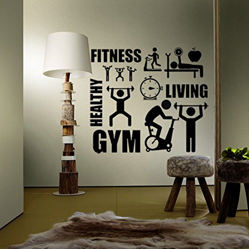 Vinilo adhesivo para pared con diseño de estilo de vida saludable y motivación deportiva, fitness y gimnasio