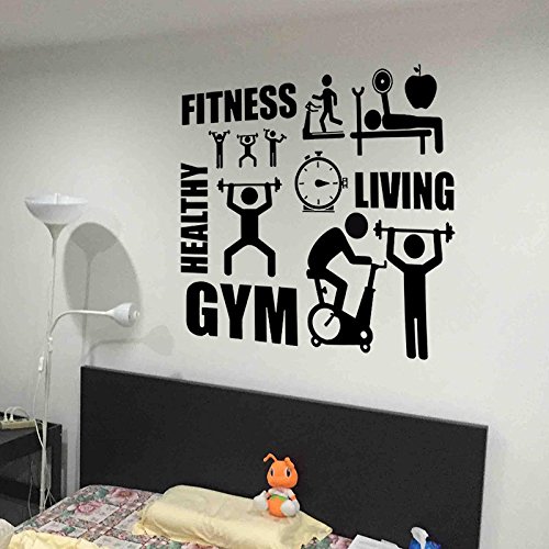Vinilo adhesivo para pared con diseño de estilo de vida saludable y motivación deportiva, fitness y gimnasio